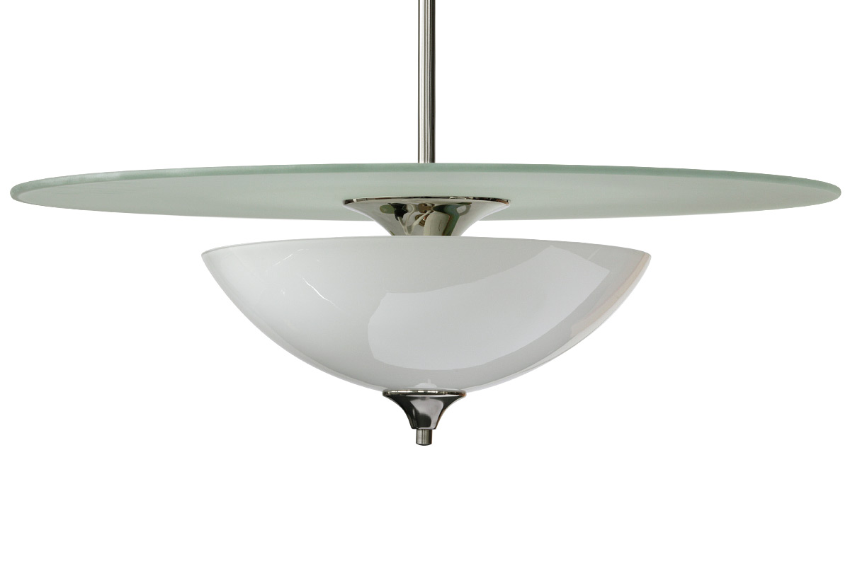 Art Deco Pendant Light With Diffuser Pane And Glass Bowl Shade O 60 Cm Casa Lumi