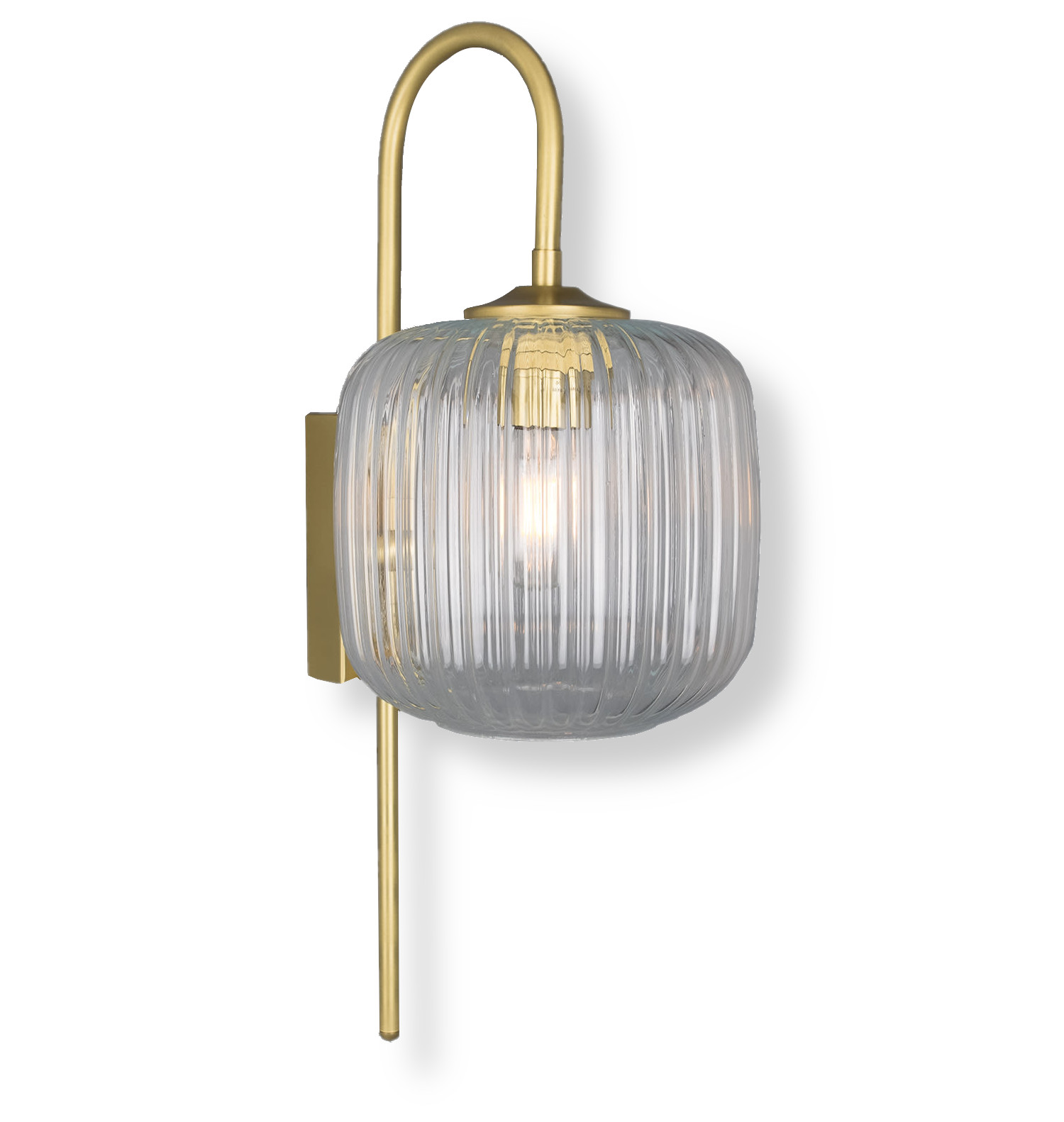 TORIA Arc-Armed Wall Lamp With Fluted Glass Diffuser - Casa Lumi