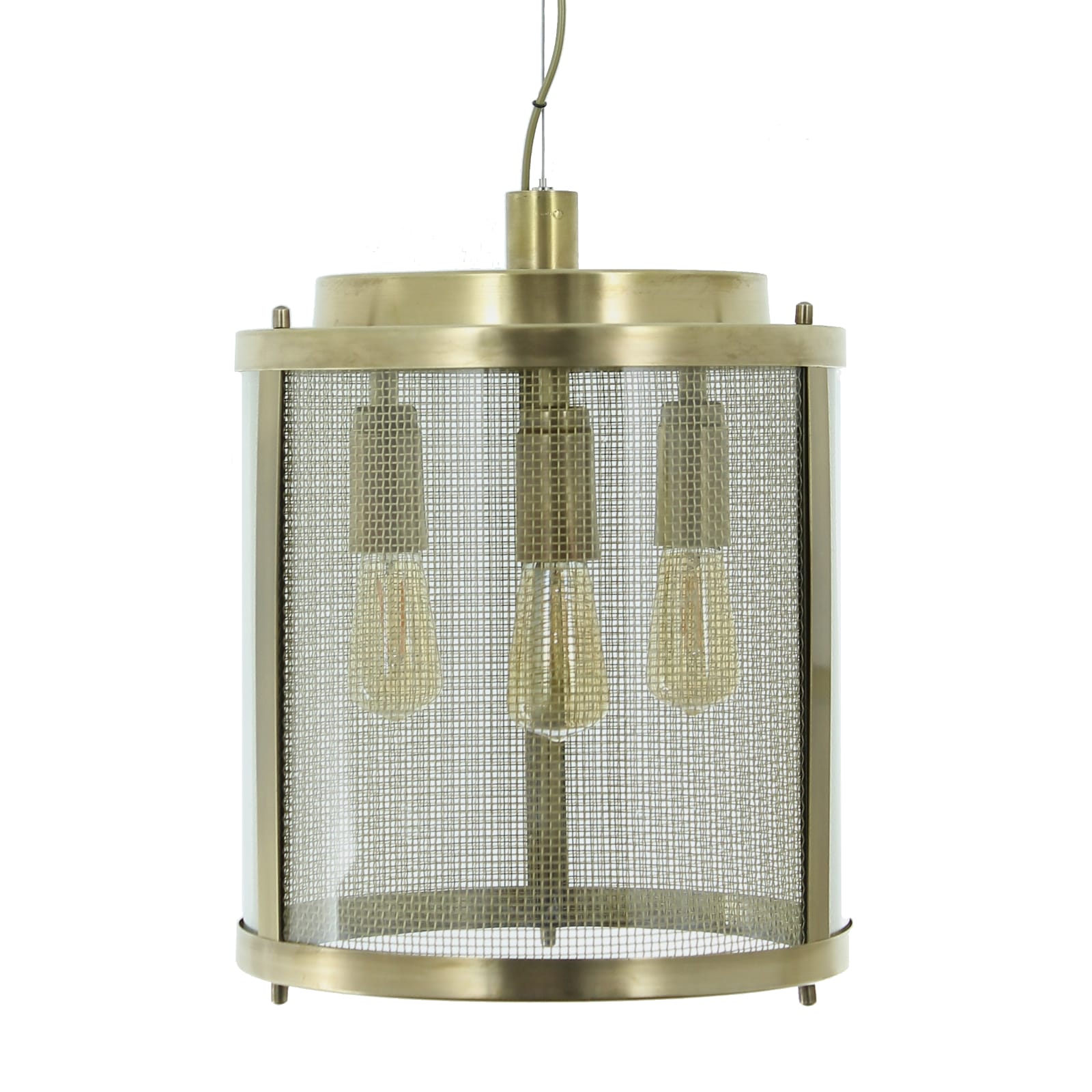 Round Brass Hanging Lantern with Fine Mesh