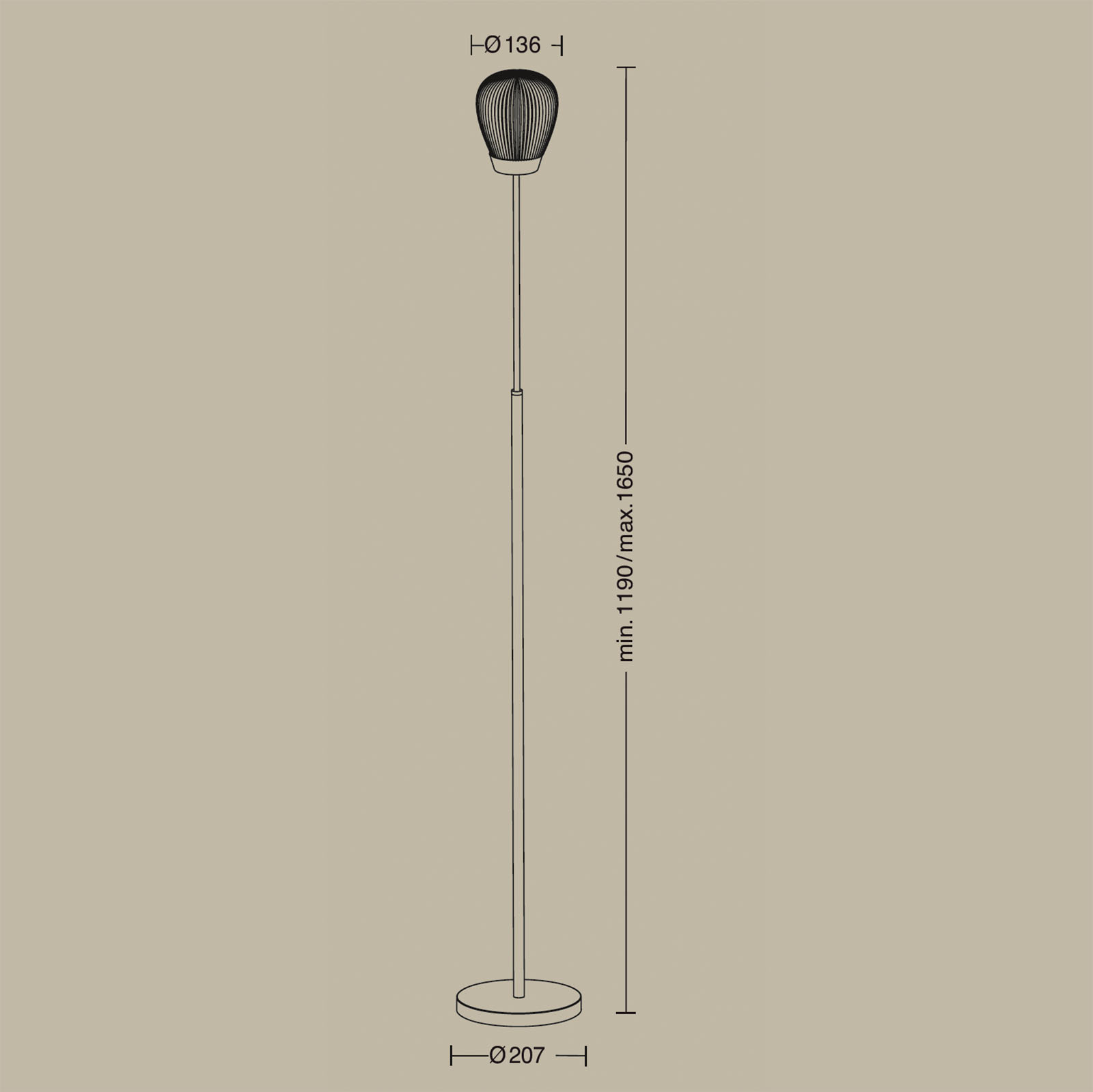 Art Déco floor lamp PLISSEE S with frosted glass shade, Fig. 11