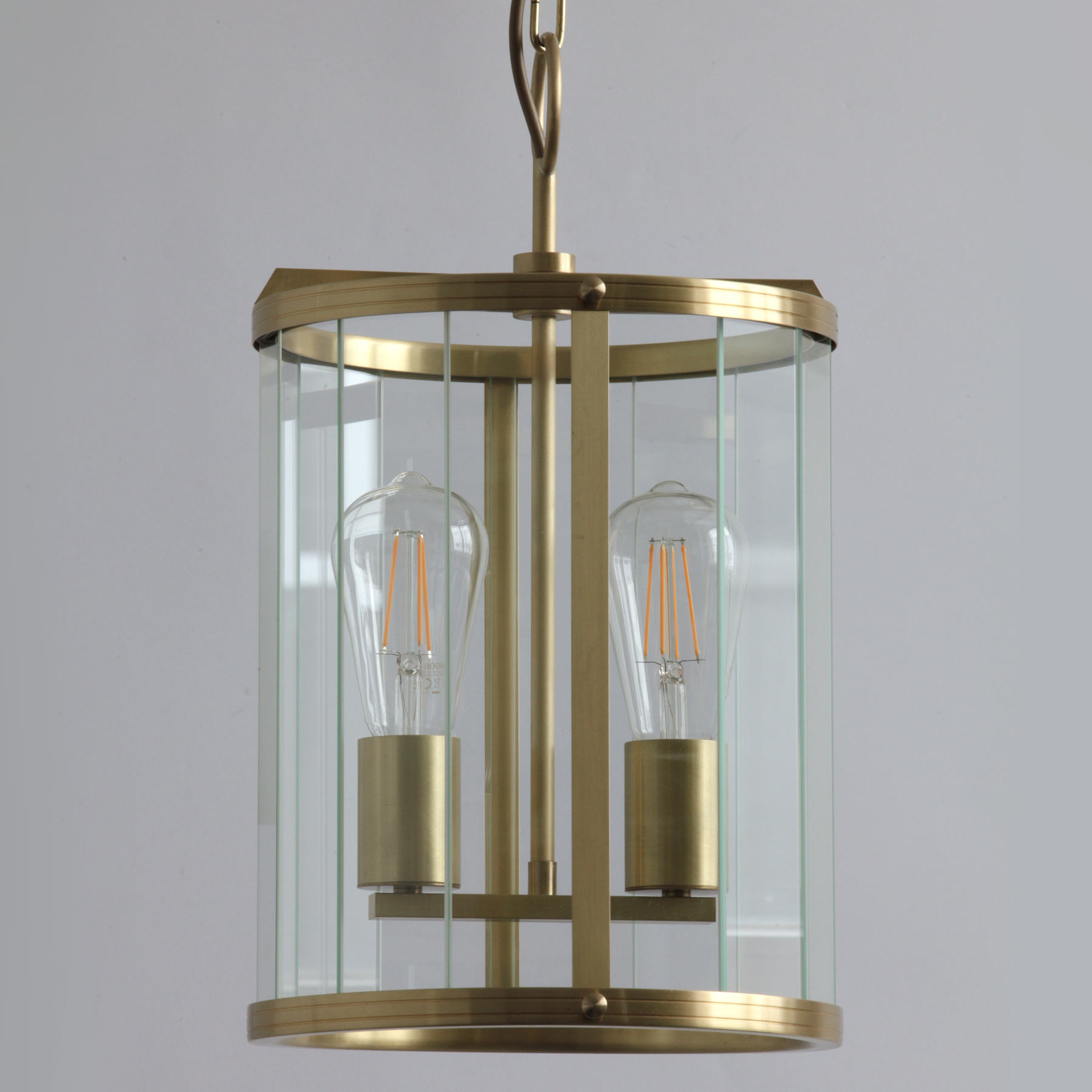 ROSENHEIM Two-flame brass pendant lamp