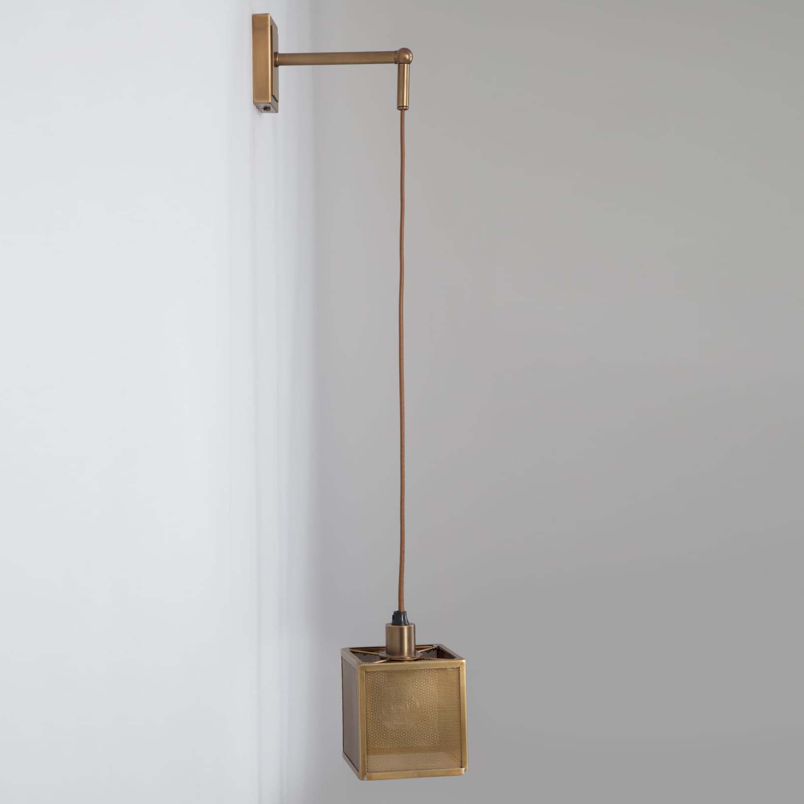 Hanging Brass Wall Light with Perforated Shade, Three Models