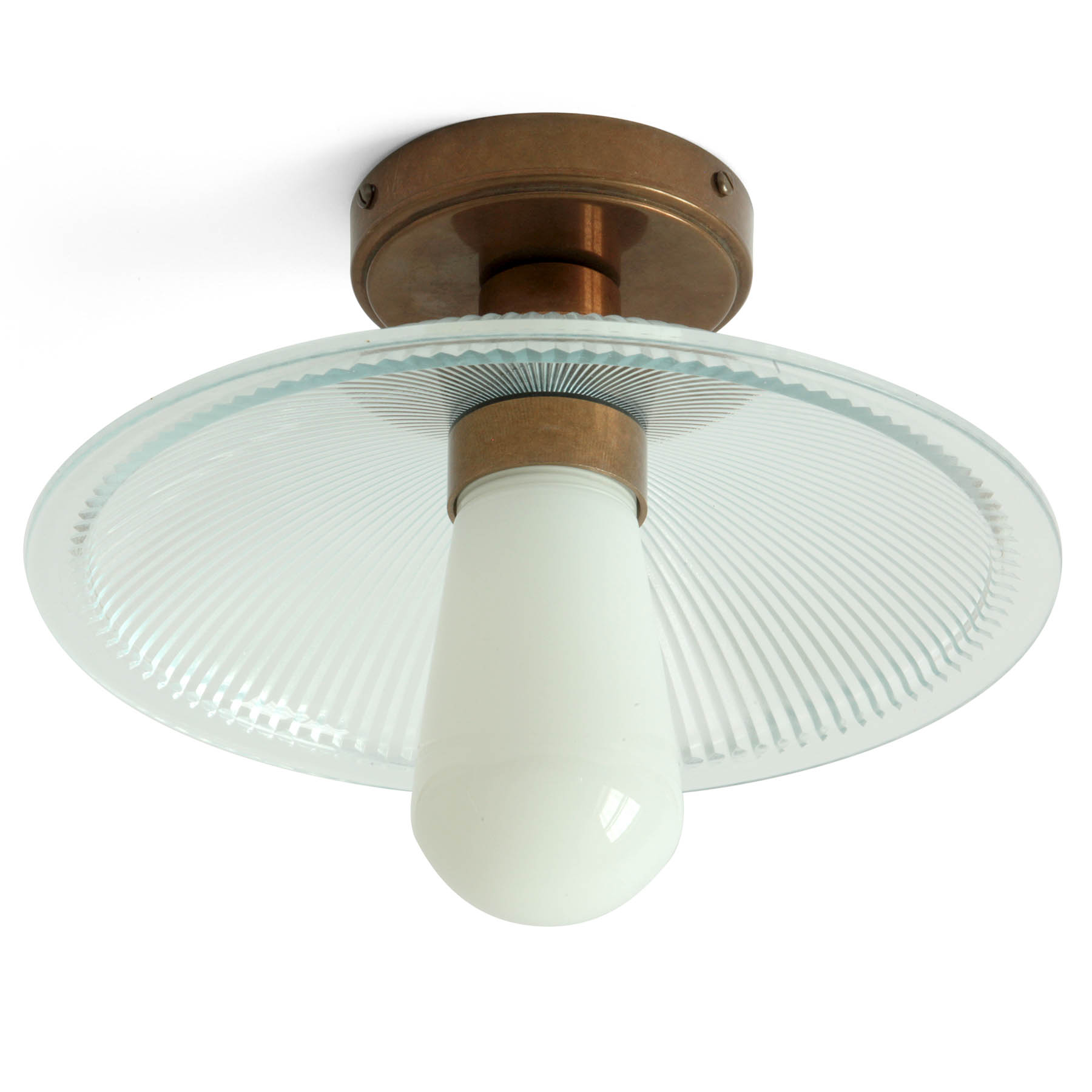 Bathroom ceiling fixture with with Holophane glass, IP65