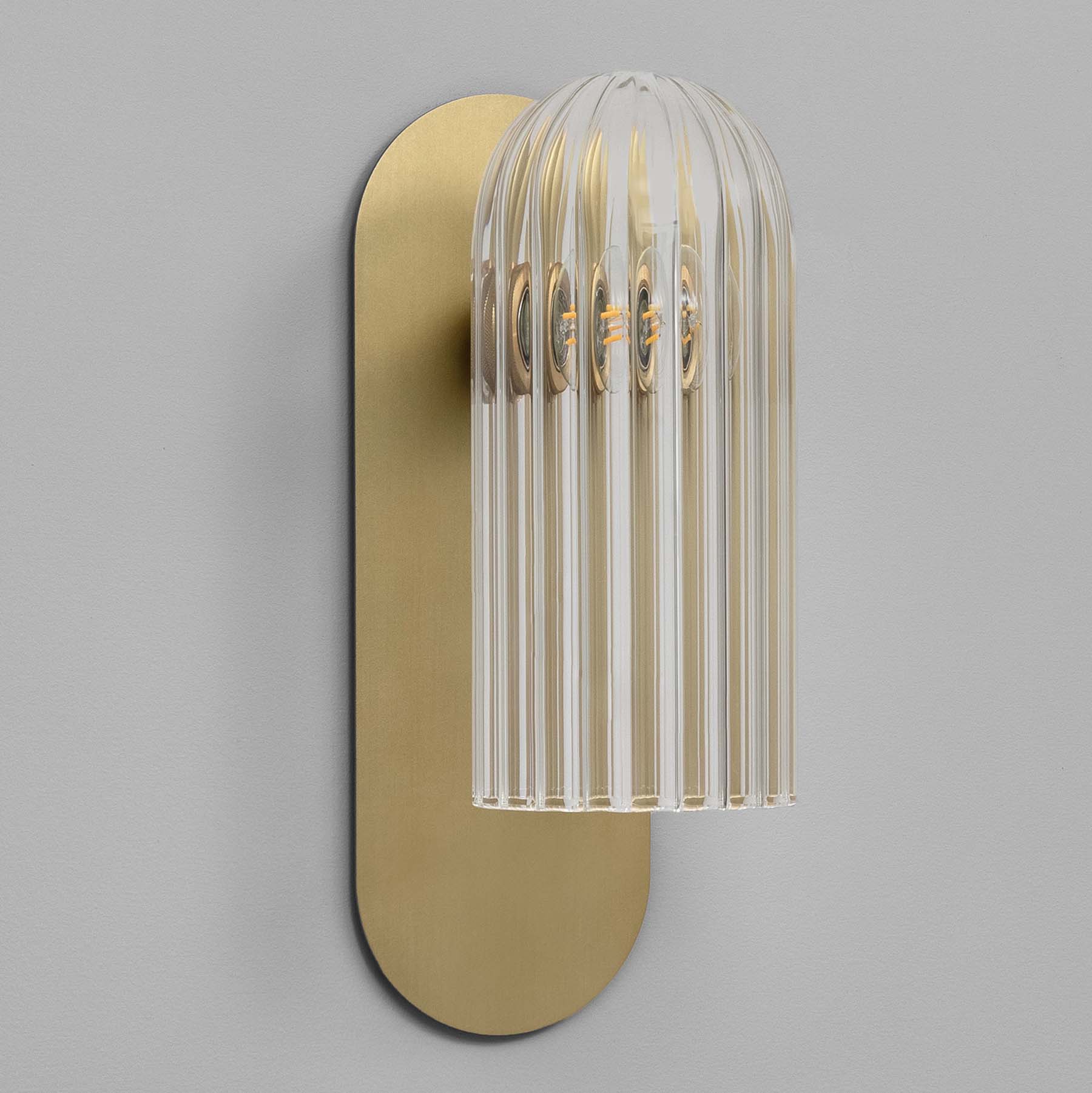 ODYSSEY PARIS - Designer Wall Light with Ribbed, Cylindrical Glass Shade