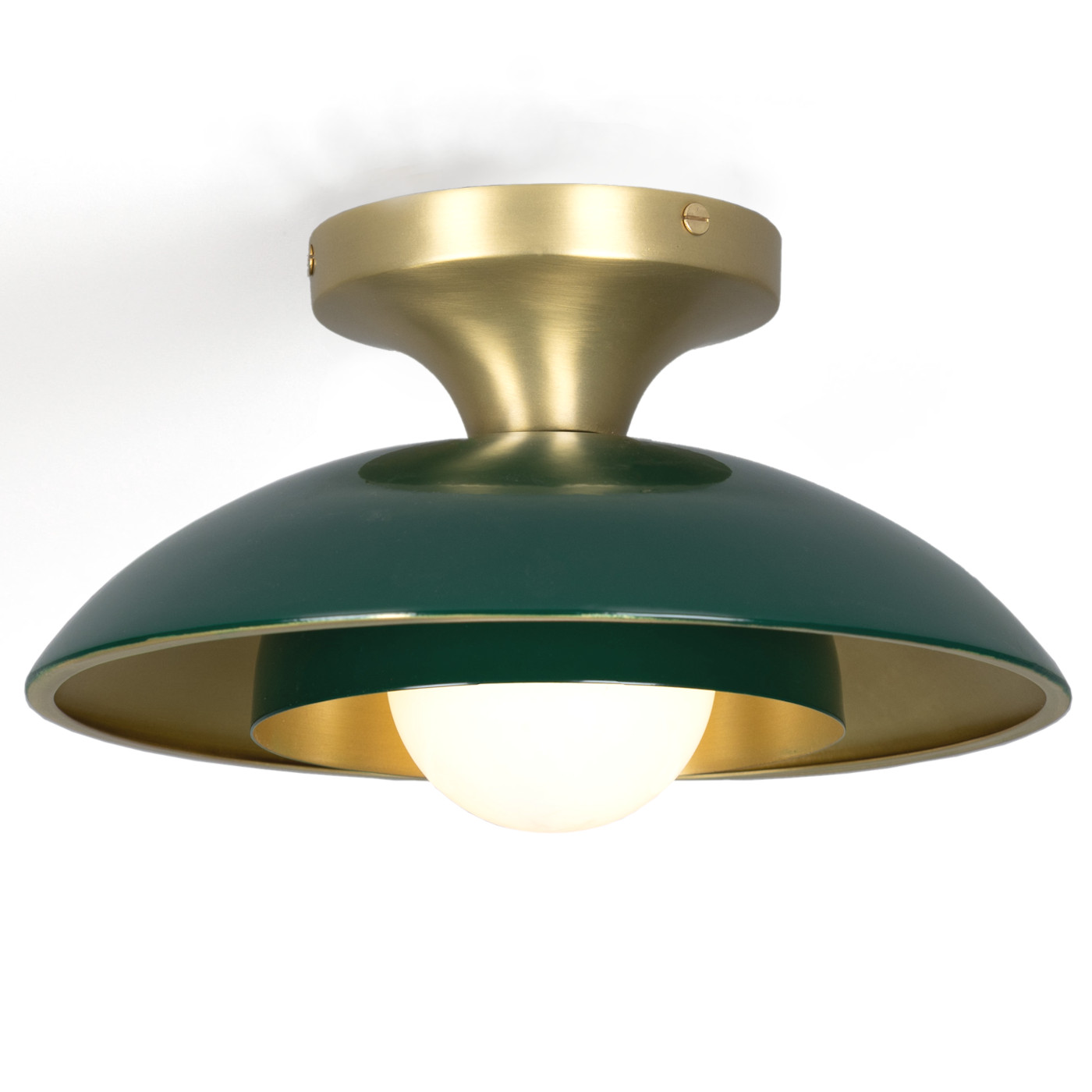 Schlichte, kleine Design-Deckenleuchte cm Ø – aus Casa Lumi Opalglas-Kugel mit Messing 22