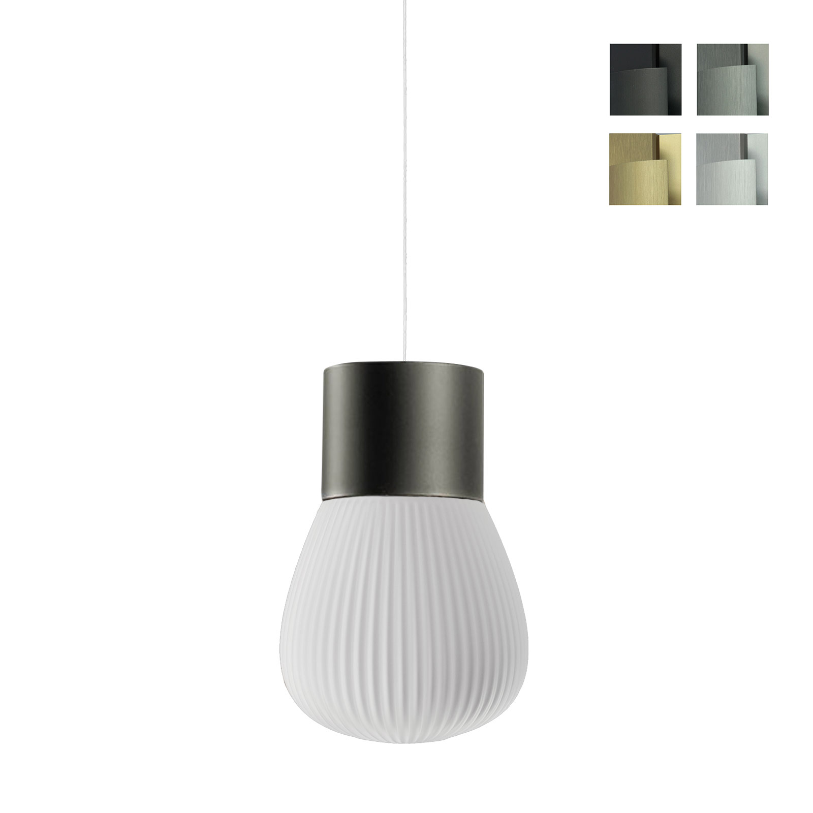 Modern LED pendant light AURA with glass shade, adjustable height