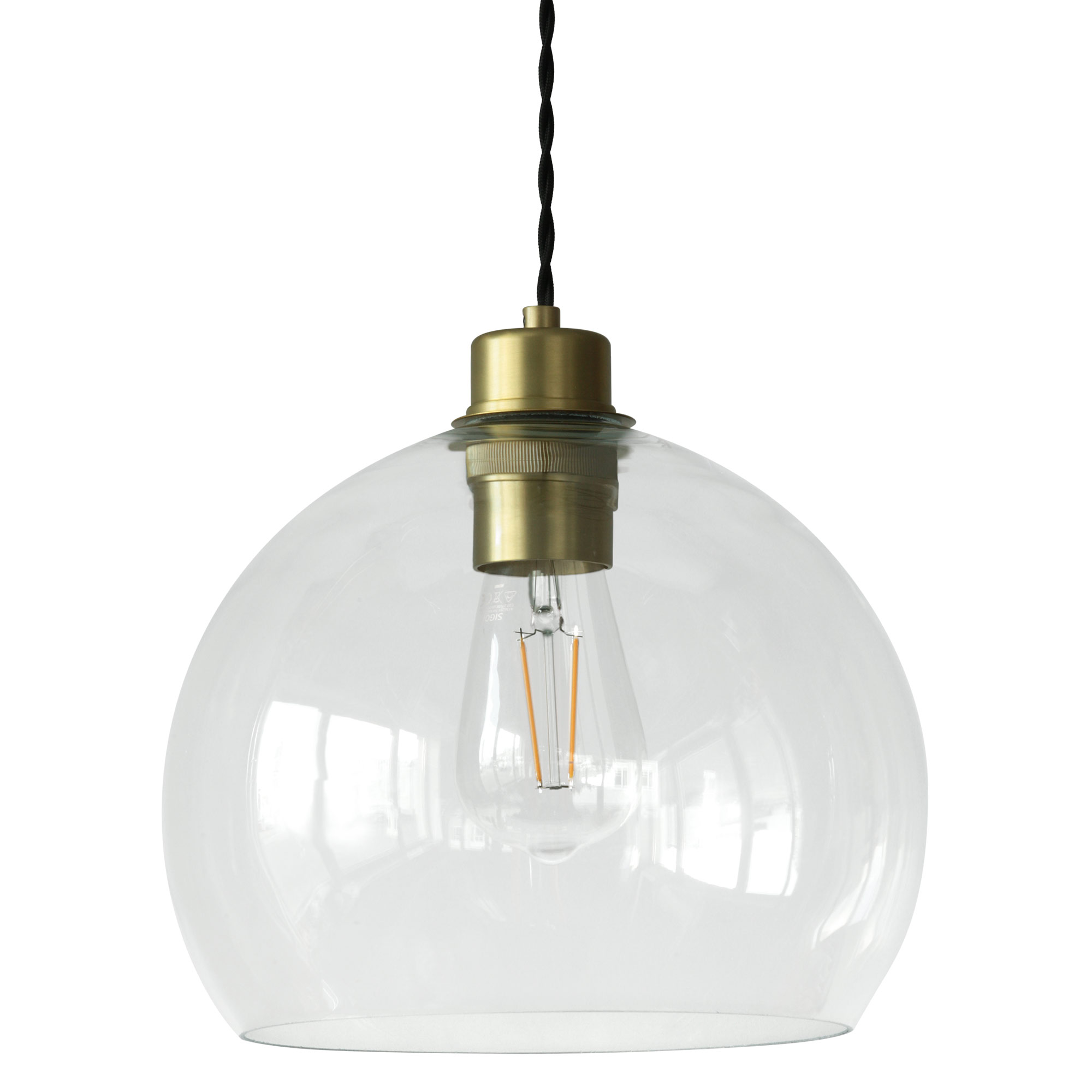 Timeless Globe Pendant Lamp with Open Bowl Glass Shade, Ø 25/35 cm