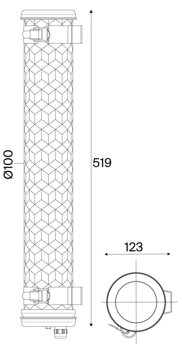 Röhrenleuchte MONCEAU MINI mit geometrischer Lochblende und IP68 (52 cm), Bild 8