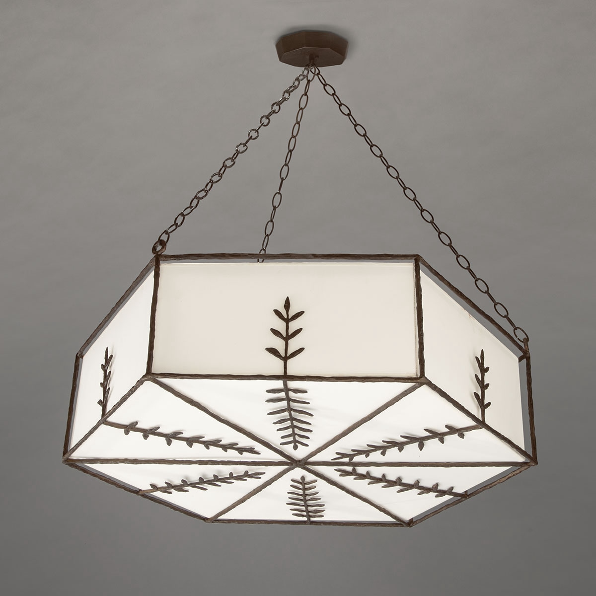 Large Bronze Pendant Light GRANDE SOPHIA with Textile Shade