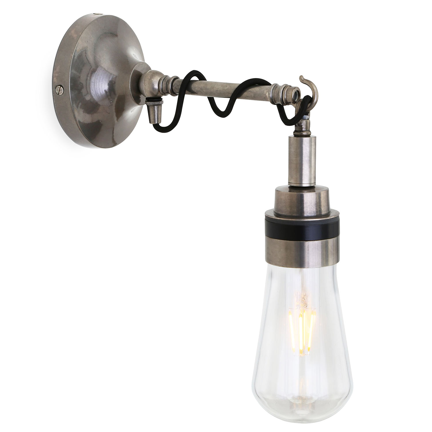 Nautische Wandlampe aus Messing und Casa Rillen-Glaszylinder, Lumi – Schutzgitter, IP64