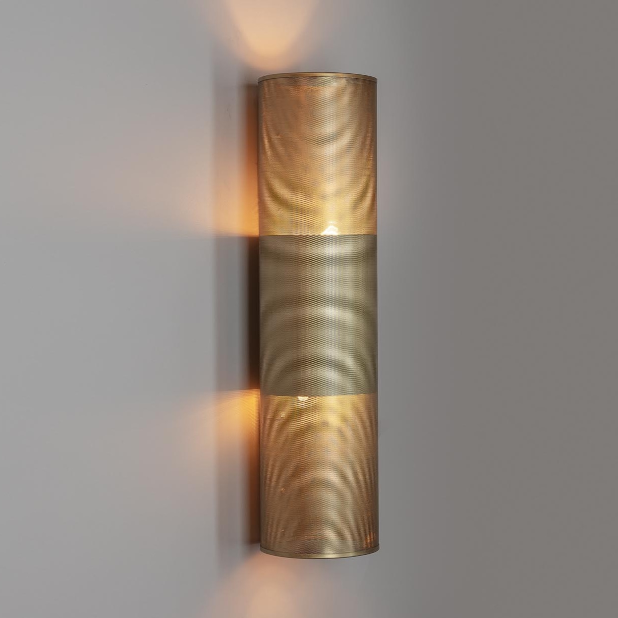 Wall light Column Made from Perforated Brass