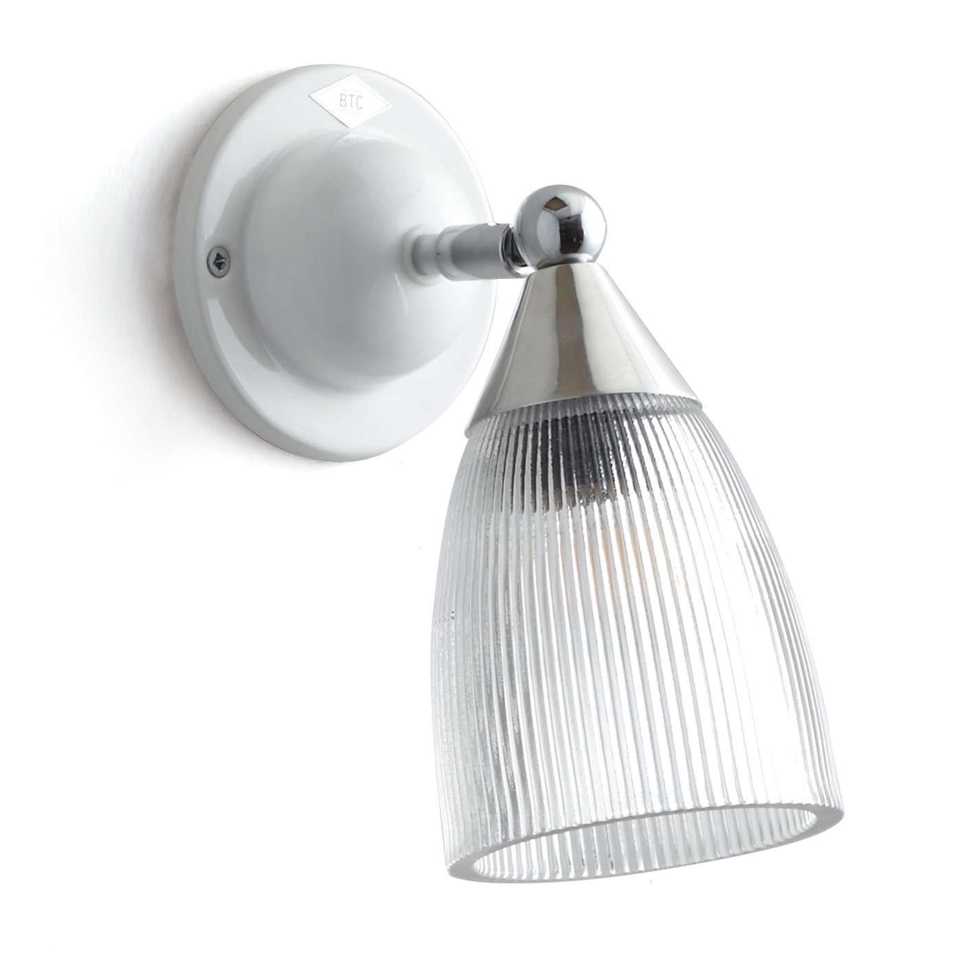 BTC MANN: Verstellbare Art Déco-Wandlampe Casa mit Lumi Porzellan-Schirm –
