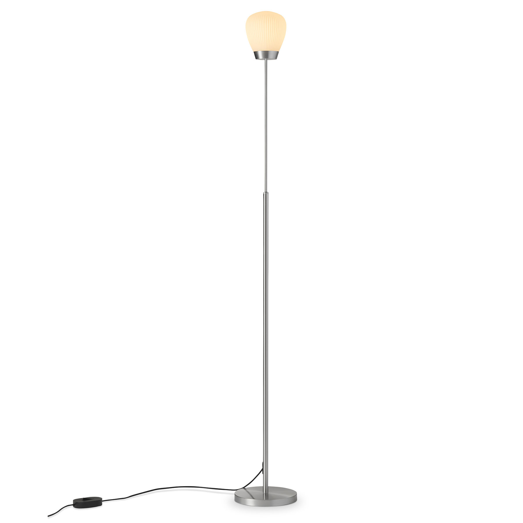 Art Déco floor lamp PLISSEE S with frosted glass shade: Abgebildet in der Oberfläche Aluminium matt