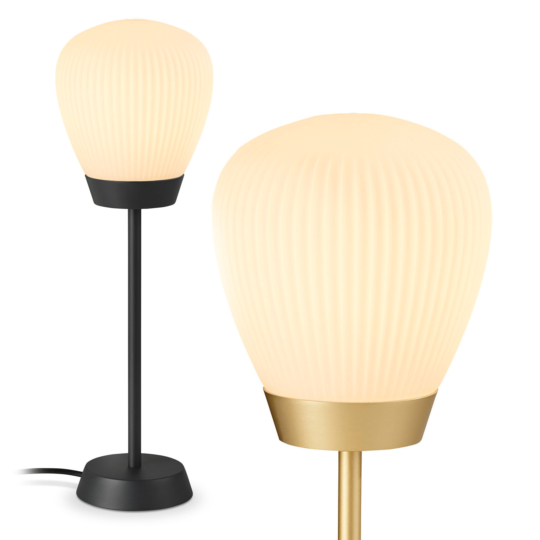 Art Déco table lamp PLISSEE T1 with frosted glass shade