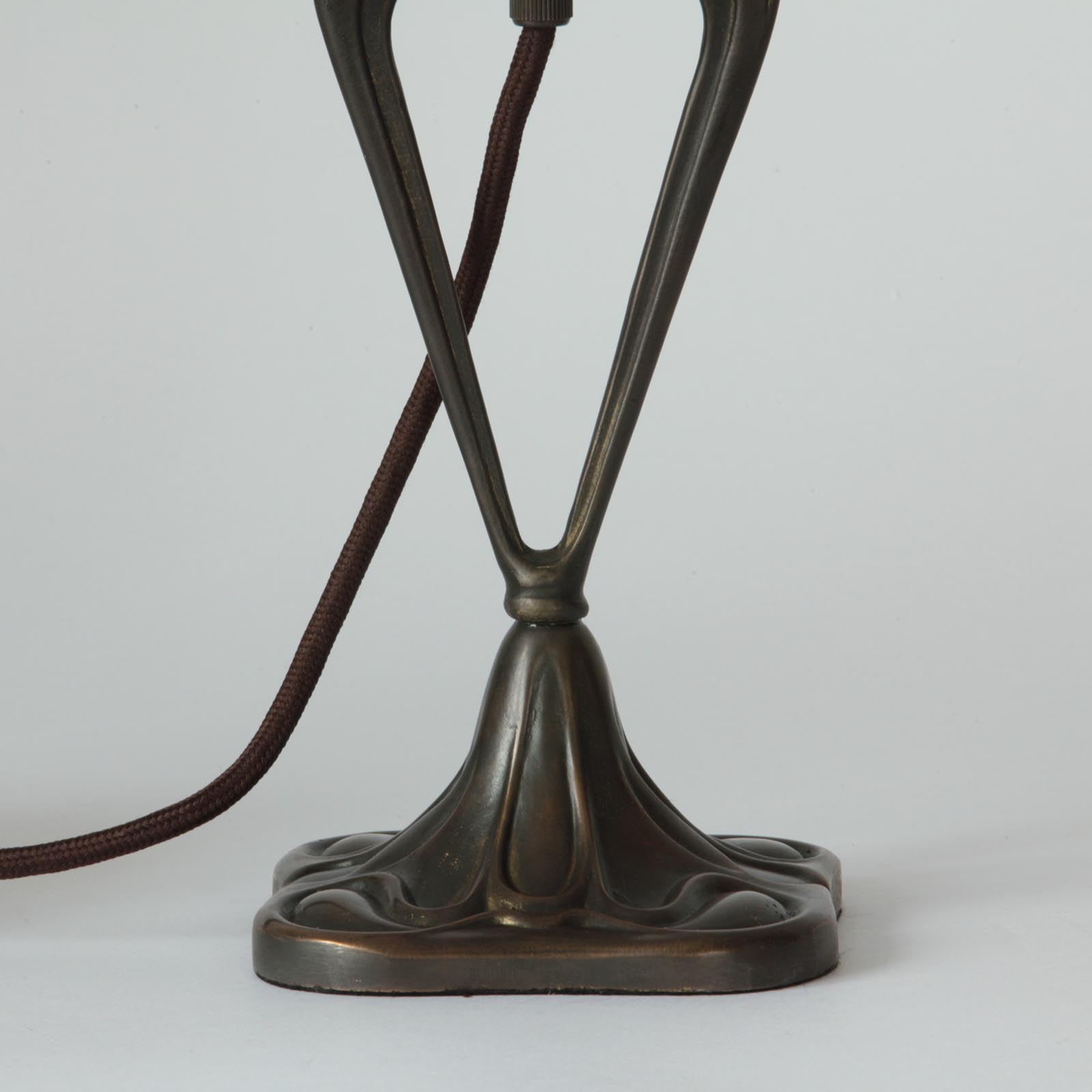 Art Nouveau "Mushroom" Table Lamp with Ornamented Brass Frame: Hier dunkelbraun handpatiniert (brüniert)