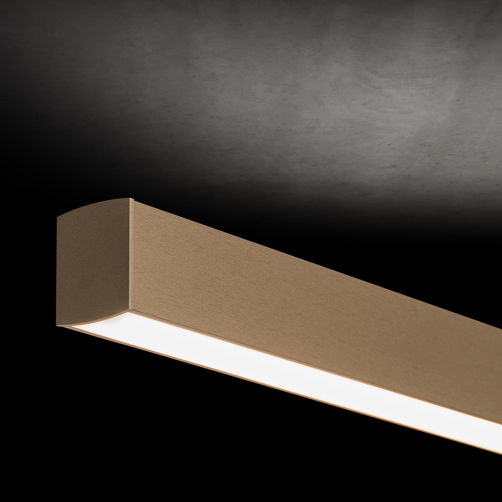 Height-adjustable LED pendant light XENA with two dimmers: Die Metalloberfläche Bronze