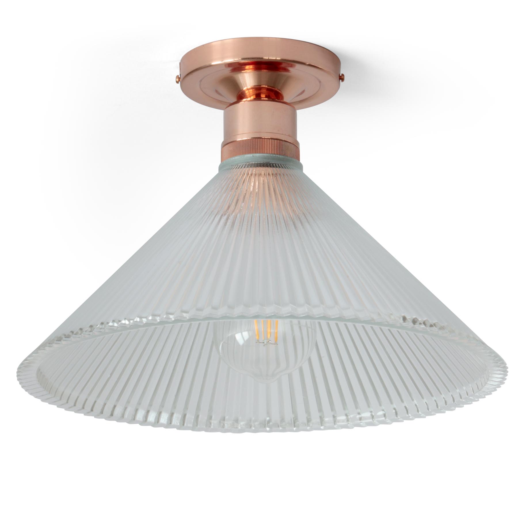 Deckenlampe mit prismatischem Kegel-Glasschirm Ø 30 cm